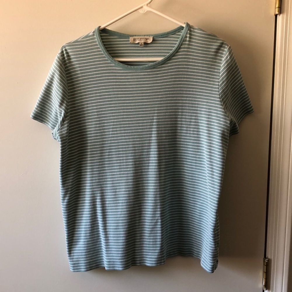 Jones New York Striped T-shirt Size 1X GUC Green/